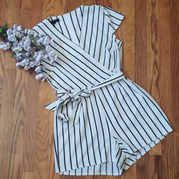 New Look Pants - NEW LOOK CREAM AND BLACK STRIPED JUMPSUIT/ ROMPER
